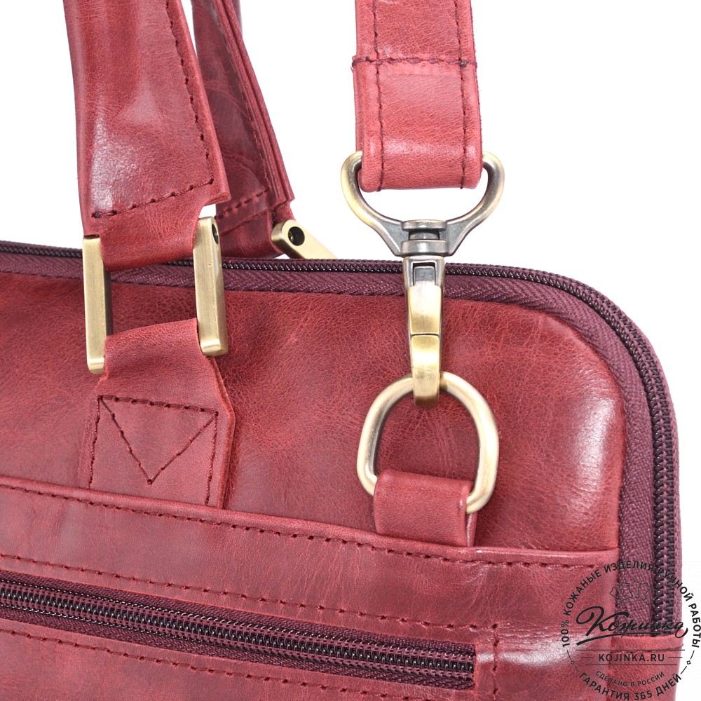 Кожаная деловая сумка "Ральф" (бордо антик) 